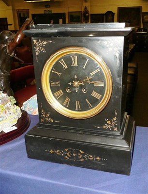 Lot 266 - Black slate and gilt mantel clock