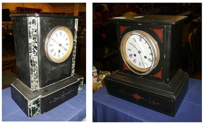 Lot 268 - Two black slate mantel clocks