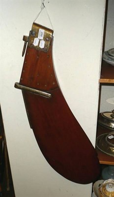 Lot 288 - A teak wood and brass mounted boat rudder