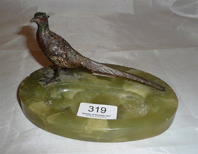 Lot 319 - A cold painted bronze pheasant on an onyx base