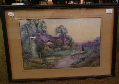 Lot 347 - Pair of watercolours by Edith Langdon - 'Thatched Cottages' and 'Country Lane'