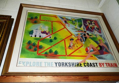 Lot 354 - Explore the Yorkshire Coast by Train' original artwork by Lander, signed