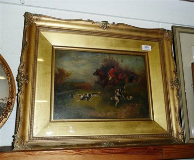 Lot 360 - Gilt framed oil painting of a hunting scene