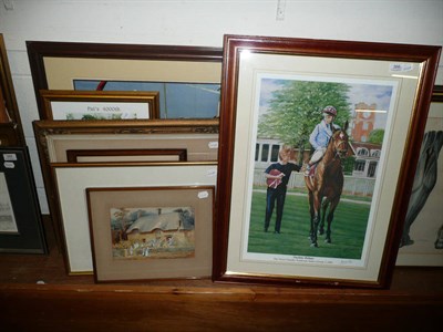 Lot 366 - Three watercolours and five various prints