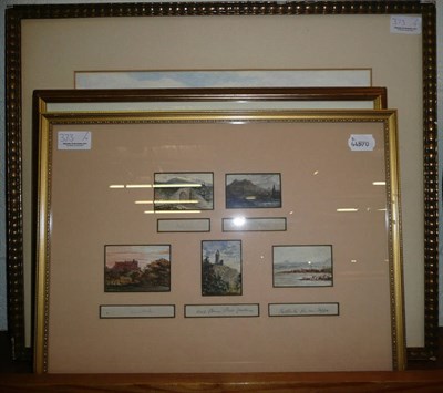 Lot 373 - Charles A Bool 'On the Wharfe, Richmondshire', watercolour, a framed montage of watercolour studies