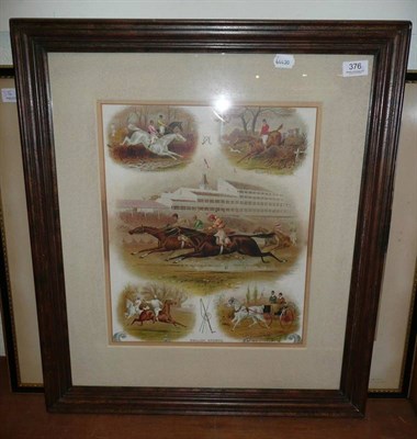 Lot 376 - Framed coloured print 'Gone Away' John Leech and a coloured print 'English Sports' (2)