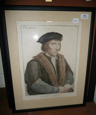 Lot 384 - Thomas Dalziel, drawing in a gilt frame, three framed Bartolozzi engravings, framed mezzotint...