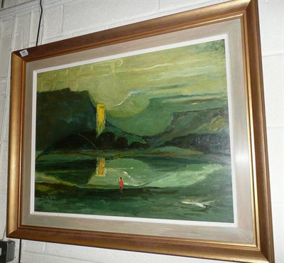 Lot 388 - Classical landscape' oil on board, by H B Fitzgerald, signed and dated label verso