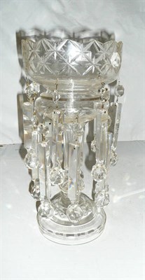 Lot 40 - A Victorian clear glass lustre with faceted drops
