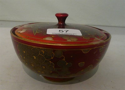Lot 57 - Royal Doulton Noke flambe circular bowl and cover decorated with blossom
