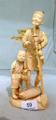 Lot 59 - Japanese ivory figure group (a.f.)
