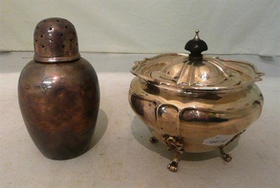 Lot 60 - Silver hinged caddy and an inscribed silver caddy with a star-pierced cover (2)