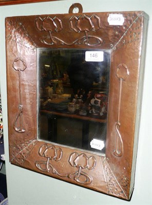 Lot 146 - Arts & Crafts-style copper embossed wall mirror