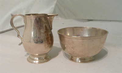 Lot 162 - Silver cream jug and sugar bowl (inscribed)