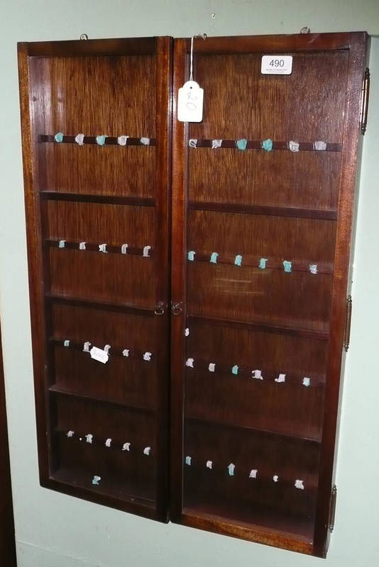 Lot 490 - Oak cased glazed spoon cabinet