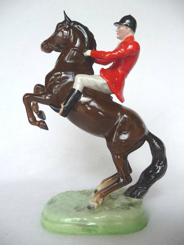 Lot 1101 - Beswick Huntsman on Rearing Brown Horse, model No. 868 (style 2), gloss, 25.4cm high