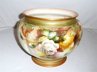 Lot 11 - A Worcester jardiniere painted with flowers by M E Eaton