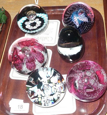 Lot 18 - Four limited edition Caithness glass paperweights and two others (6)