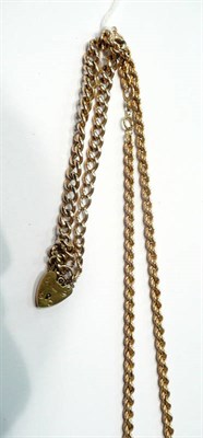 Lot 61 - A graduated curb and lock bracelet and a 9ct gold rope necklet