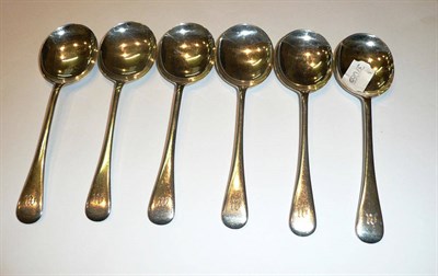 Lot 74 - Six silver soup spoons, 8oz