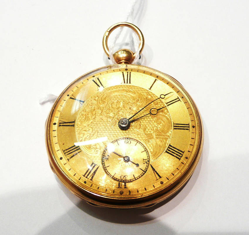 Lot 87 - An 18ct gold fob watch