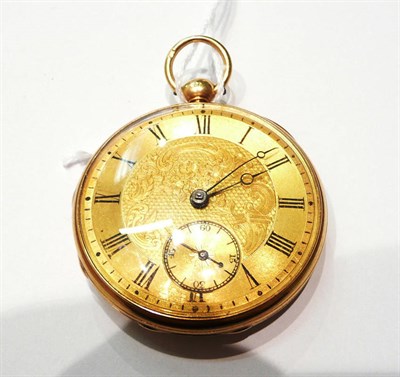 Lot 87 - An 18ct gold fob watch