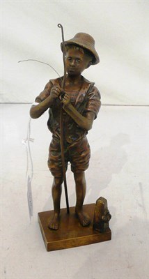 Lot 126 - A small bronze fisherboy, signed Lavergne