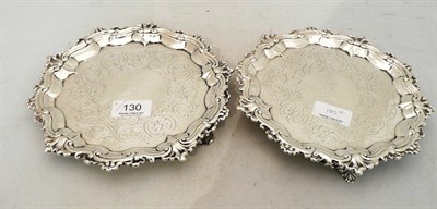 Lot 130 - A pair of silver waiters, London 1838, 11oz