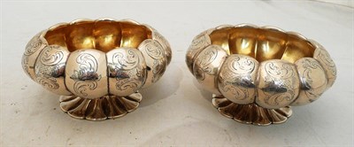 Lot 131 - Pair melon-shaped silver bowls, London 1850, 6oz