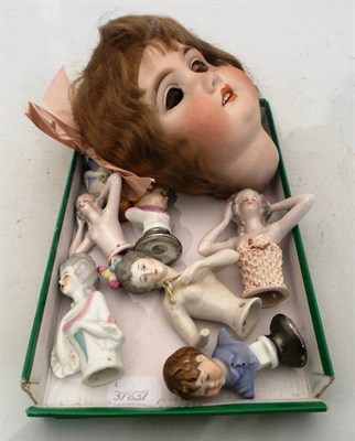 Lot 137 - German bisque doll's head and a quantity of German china half dolls