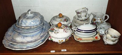 Lot 145 - Two shelves of dinner and tea wares including Copeland Spode Gainsborough pattern, Asiatic...