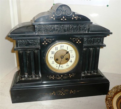 Lot 159 - Black slate mantel clock