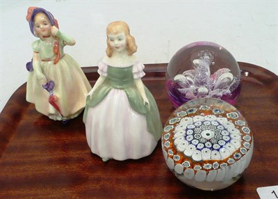 Lot 165 - Two Doulton figures and two paperweights