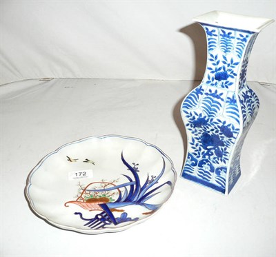 Lot 172 - 19th century Chinese blue and white vase and a Japanese plate