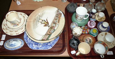 Lot 180 - Two trays of decorative ceramics including Doulton plates, Bunnykins teawares, plated hors...