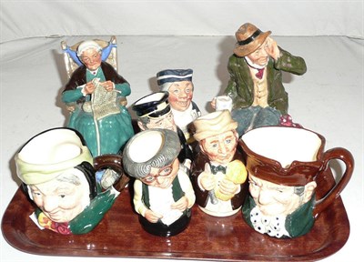 Lot 191 - Royal Doulton figures Twilight and Owd William and six Royal Doulton character jugs