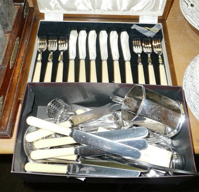 Lot 203 - Quantity of silver plate, flatware, toddy ladles, etc