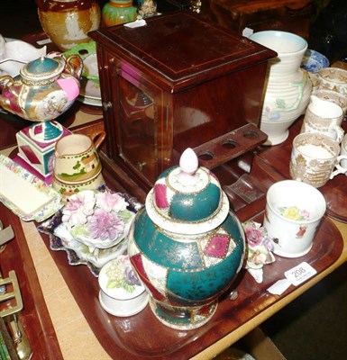Lot 208 - Quantity of assorted china and a mahogany inlaid smoker's cabinet, etc