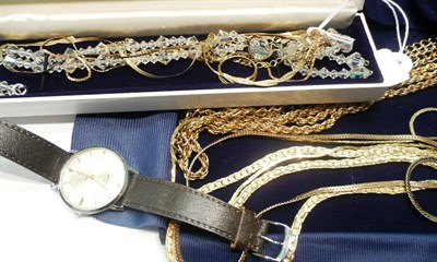 Lot 220 - Assorted 9ct gold bracelets and necklets, a gents Rotary watch, a lady's Avia watch, gold...