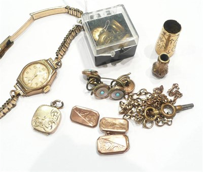 Lot 236 - A lady's wristwatch, assorted cufflinks, seal fobs etc