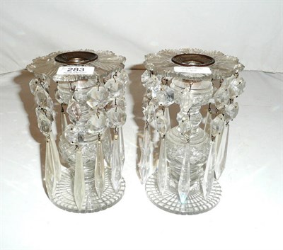 Lot 283 - A pair of cut glass table lustres