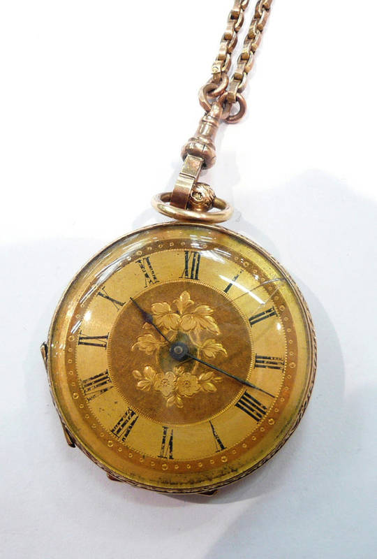 Lot 336 - 14k gold watch with yellow metal chain
