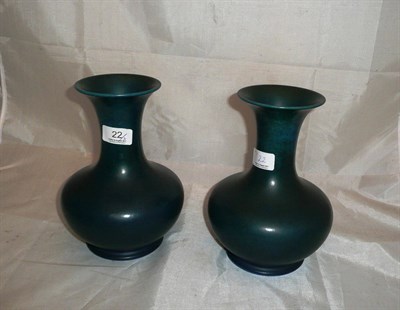 Lot 22 - A pair of Royal Lancastrian blue glazed vases
