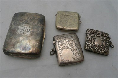 Lot 57 - Three silver vestas and a cigarette case (4)