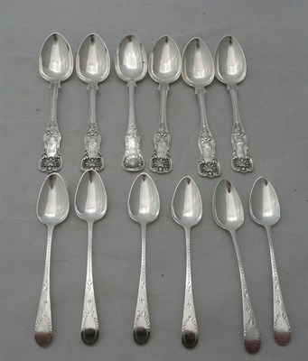 Lot 79 - A set of six Georgian silver teaspoons and a matched set of six Victorian/William IV teaspoons