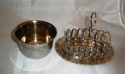 Lot 104 - A Mappin & Webb toast rack and tumbler cup, 13oz approximate weight