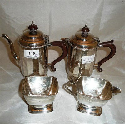 Lot 118 - A matched silver four piece Art Deco coffee service, 36oz