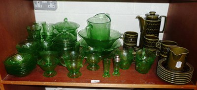 Lot 141 - A 1930's extensive green glass table service and a Hornsea pottery coffee service