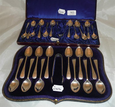 Lot 163 - Two cased sets of twelve silver teaspoons