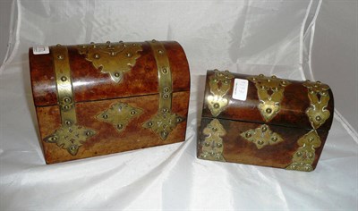 Lot 177 - A Victorian brass bound walnut stationery casket and a similar tea caddy